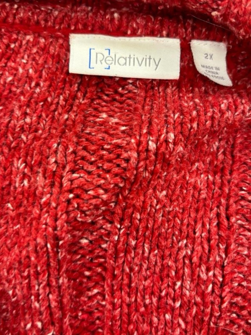 Relativity Red Cable-Knit Button Cardigan - Picture 3 of 3